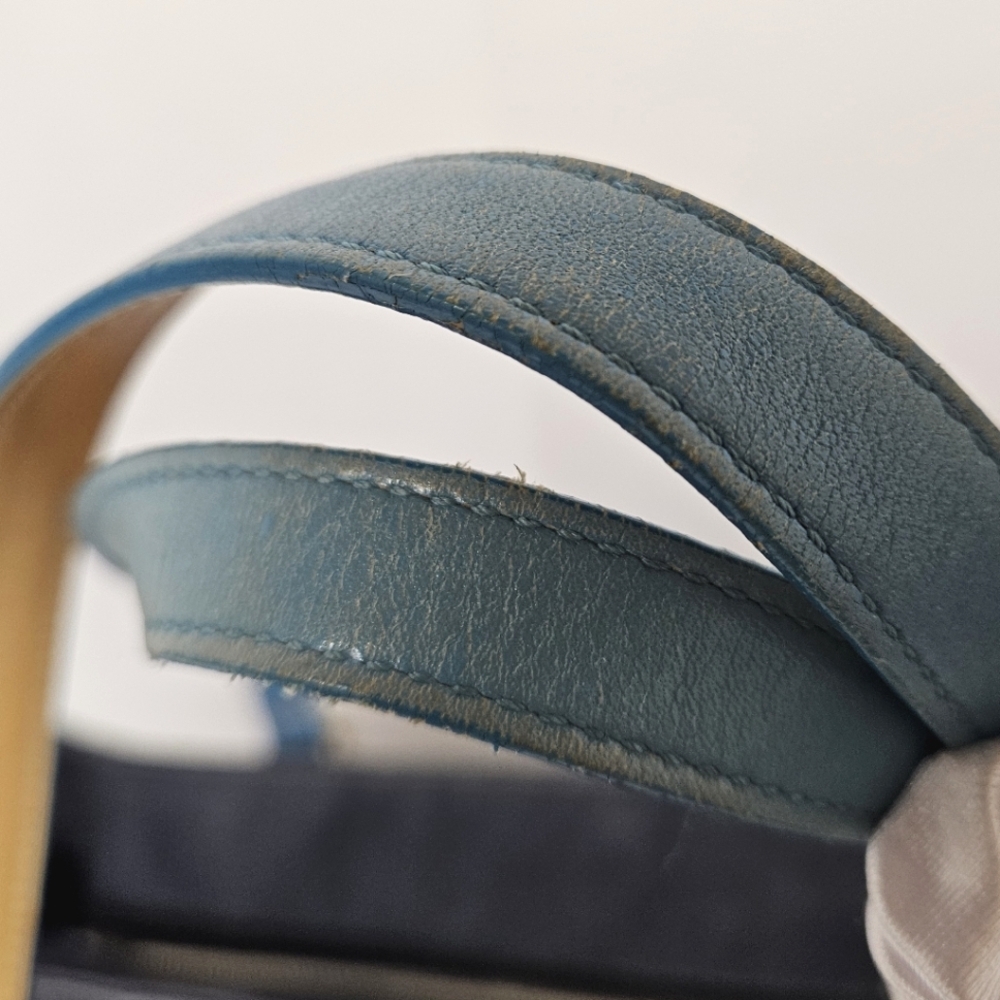 Coach Denim Hampton Large Tote Bag, Tan Blue Leather Handles - Picture 6 of 16